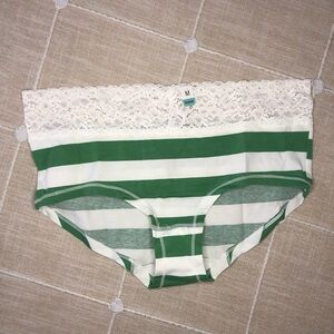 Maurices Green and White Striped Lace-Waist Hipster
